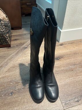 Tory Burch Black Leather Tall/Riding Riding Boots